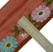 Vintage Sari Border Indian Craft Trim Antique Embroidered Ribbon Lace Maroon