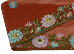 Vintage Sari Border Indian Craft Trim Antique Embroidered Ribbon Lace Maroon