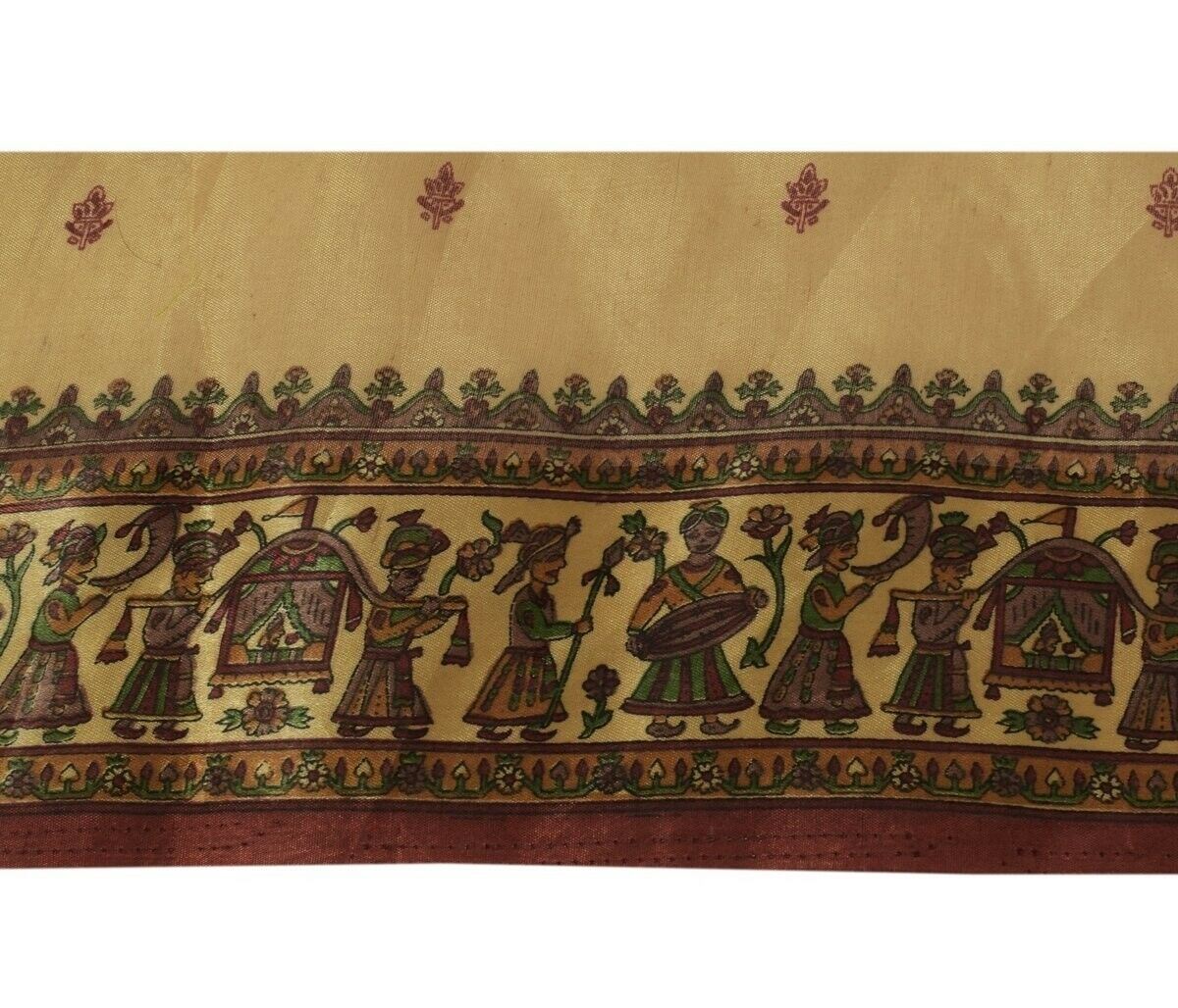 3.5" W Vintage Sari Border Craft Trim Printed Indian Wedding Sewing Ribbon Lace