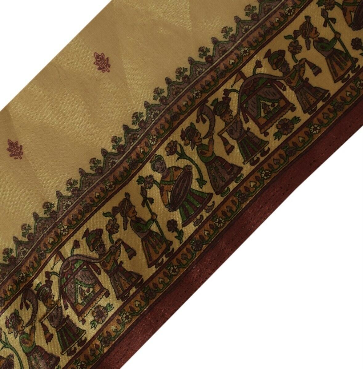 3.5" W Vintage Sari Border Craft Trim Printed Indian Wedding Sewing Ribbon Lace