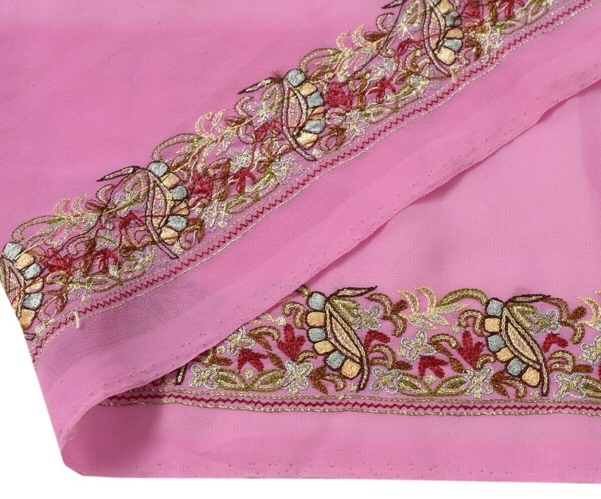 Vintage Sari Border Indian Craft Trim Embroidered Sewing Ribbon Lace Magenta