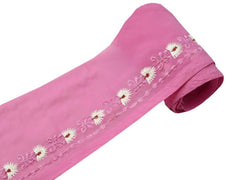 Vintage Sari Border Indian Craft Trim Embroidered Sewing Ribbon Light Magenta