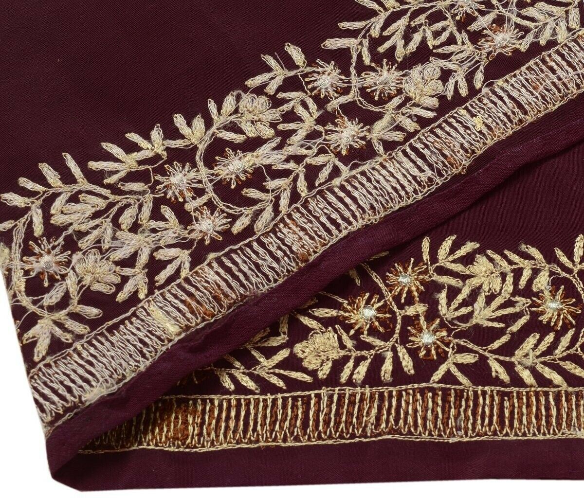 Vintage Sari Border Indian Trim Embroidered Floral Sewing Ribbon Lace Purple