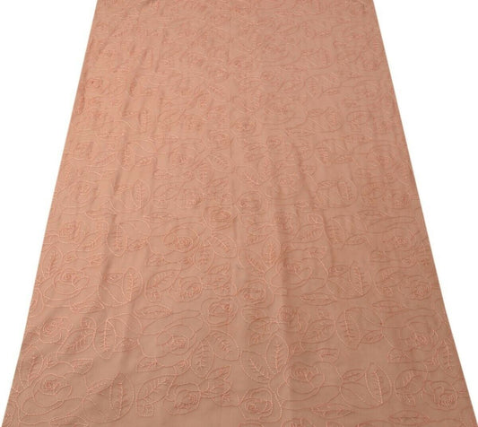 Vintage Saree Multi Purpose Design Fabric Piece for Sew Craft Embroidered Peach