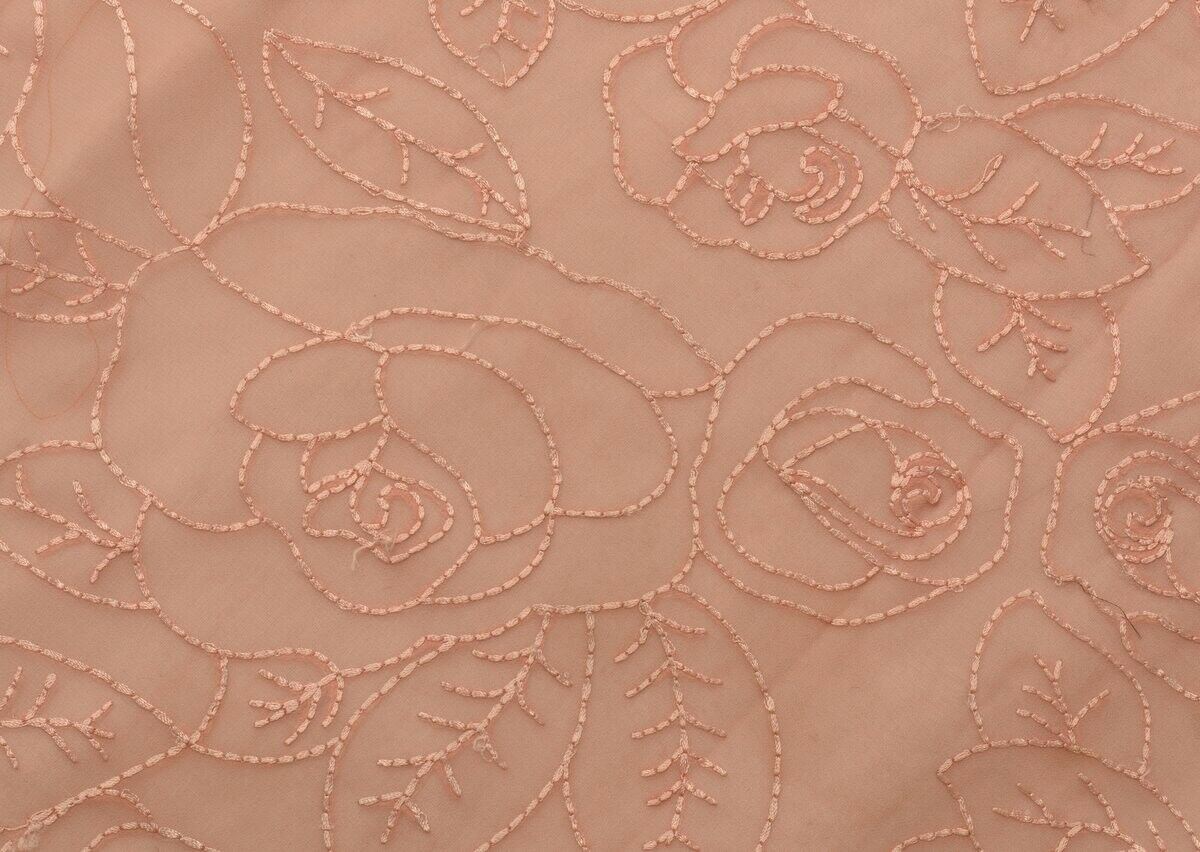 Vintage Saree Multi Purpose Design Fabric Piece for Sew Craft Embroidered Peach