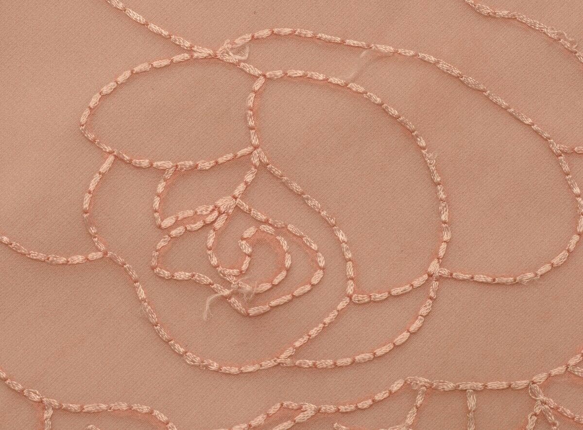 Vintage Saree Multi Purpose Design Fabric Piece for Sew Craft Embroidered Peach
