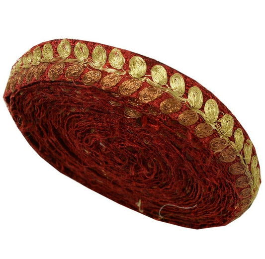 Vintage Sari Border Indian Craft Trim Embroidered Sewing Ribbon Lace Maroon