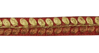 Vintage Sari Border Indian Craft Trim Embroidered Sewing Ribbon Lace Maroon