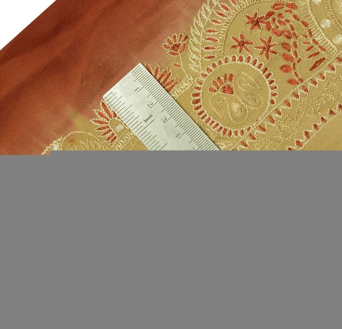 Vintage Sari Border Indian Craft Trim Hand Embroidered Sewing Ribbon Lace Brown