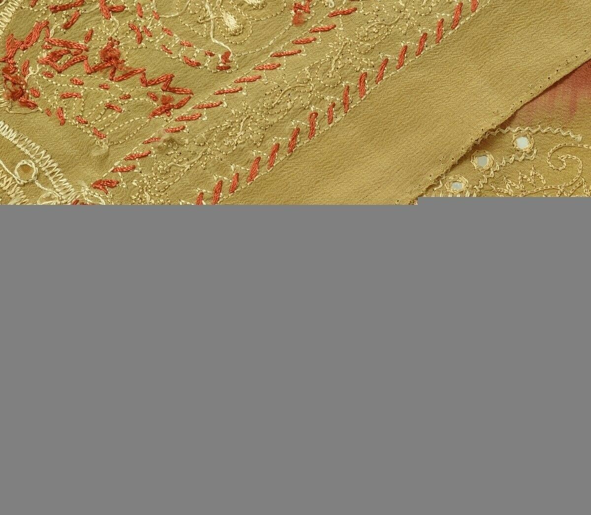 Vintage Sari Border Indian Craft Trim Hand Embroidered Sewing Ribbon Lace Brown