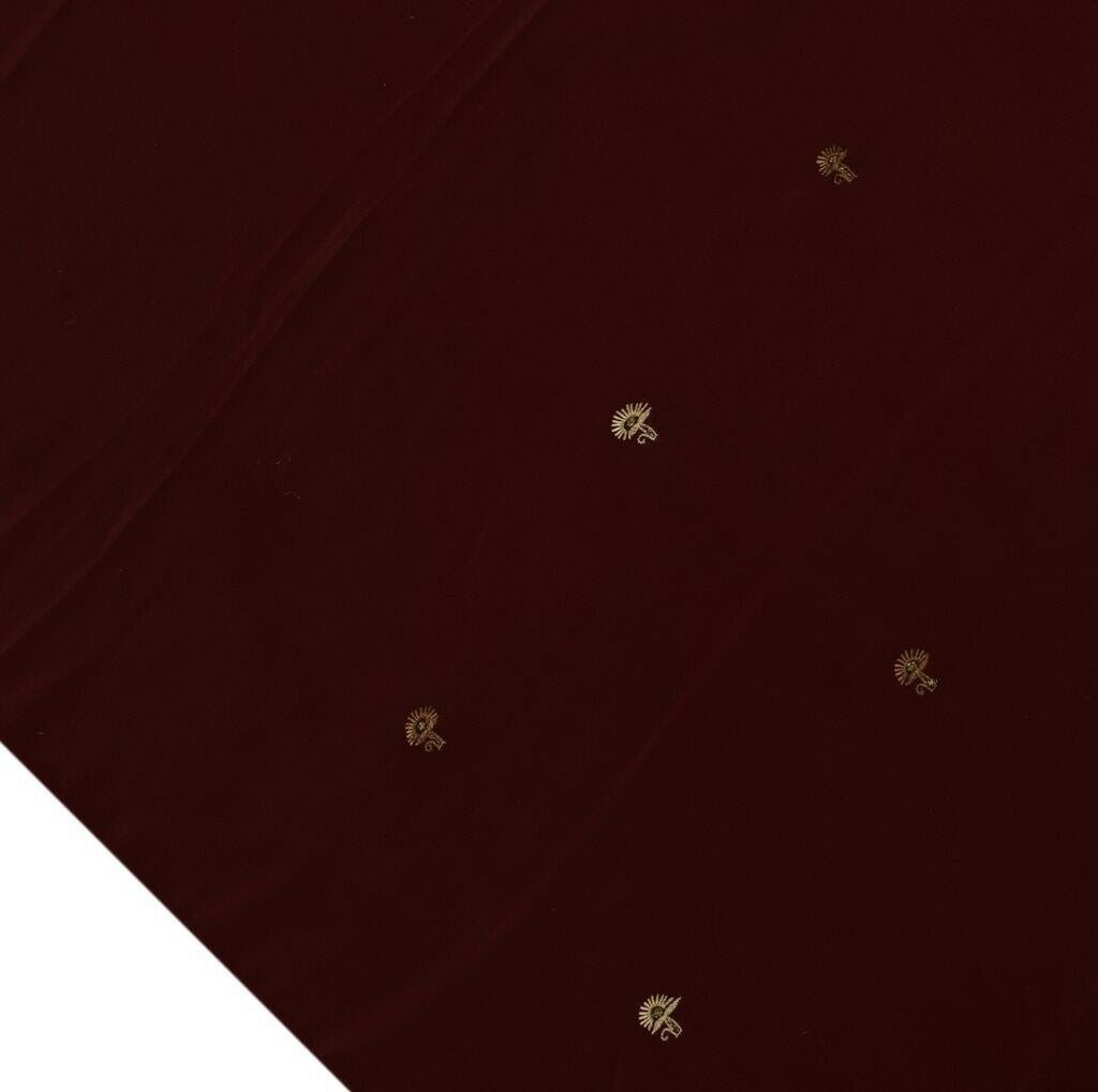 Blend Crepe Vintage Sari Remnant Scrap Fabric for Sewing Craft Maroon