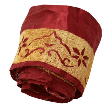 Vintage Saree Border Indian Craft Trim Embroidered Sewing Ribbon Lace Maroon
