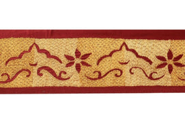 Vintage Saree Border Indian Craft Trim Embroidered Sewing Ribbon Lace Maroon