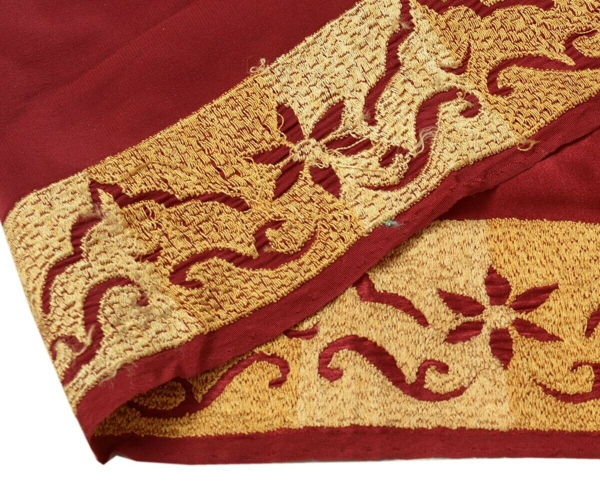 Vintage Saree Border Indian Craft Trim Embroidered Sewing Ribbon Lace Maroon