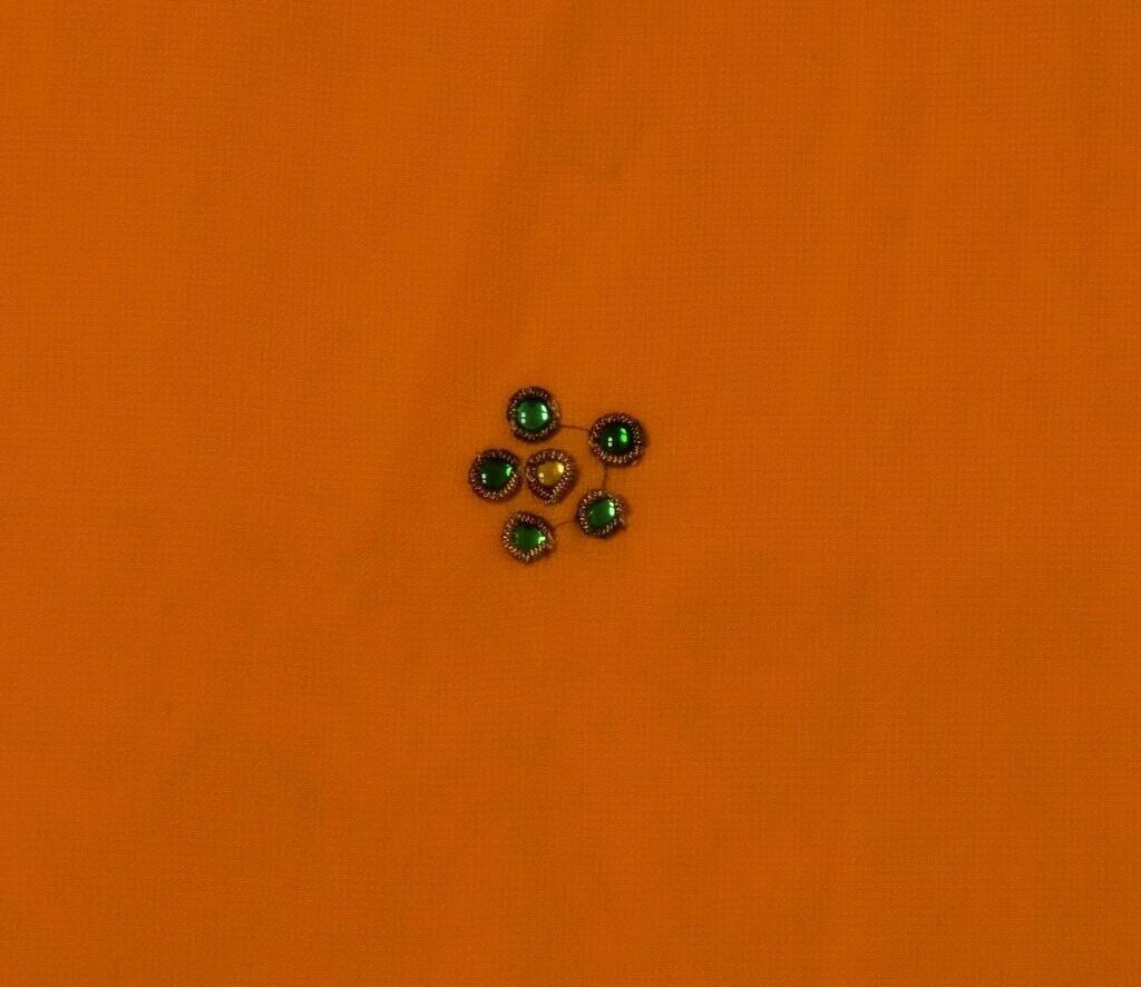 Blend Georgette Vintage Sari Remnant Scrap Fabric for Sewing Craft Orange