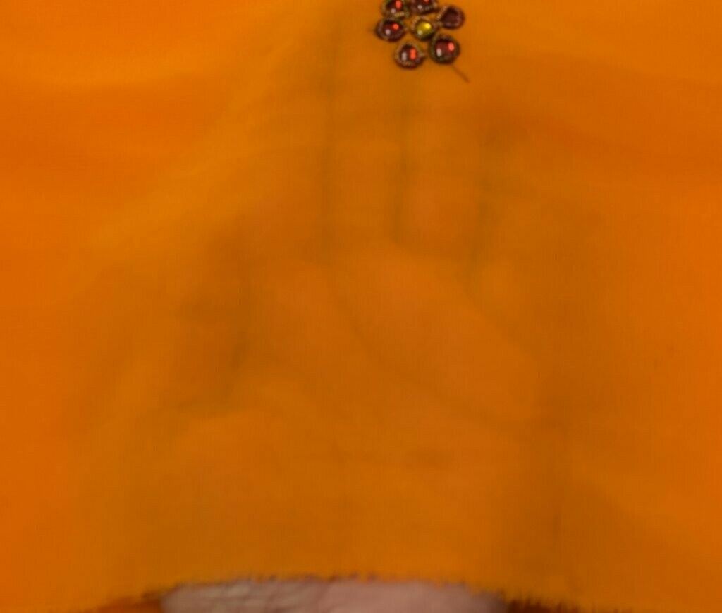 Blend Georgette Vintage Sari Remnant Scrap Fabric for Sewing Craft Orange