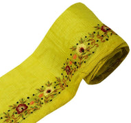 Vintage Saree Border Indian Craft Trim Hand Embroidered Light Green Ribbon Lace