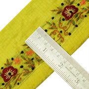 Vintage Saree Border Indian Craft Trim Hand Embroidered Light Green Ribbon Lace