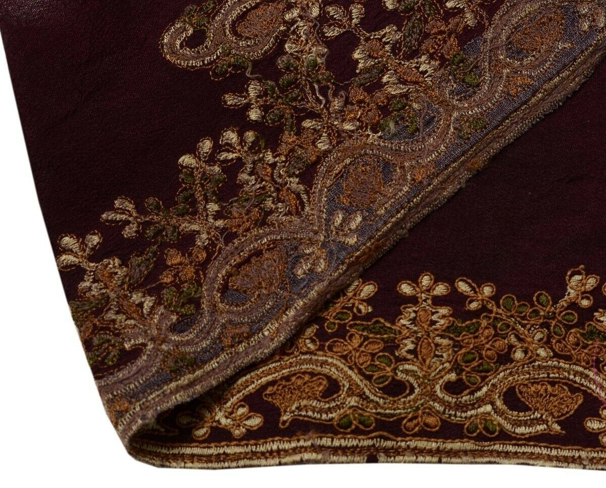 Vintage Saree Border Indian Craft Trim Floral Embroidered Purple Ribbon Lace