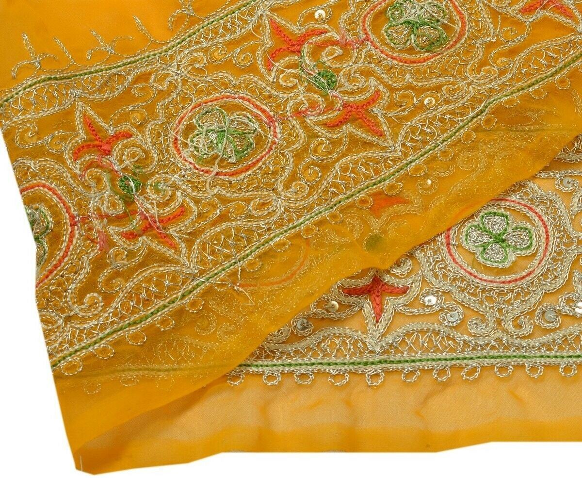 4.5" W Vintage Saree Border Indian Craft Trim Embroidered Sewing Ribbon Lace