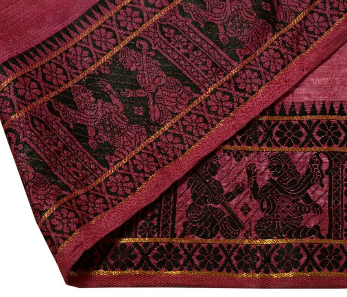 Vintage Saree Border Indian Craft Trim Woven Baluchari Dark Magenta Ribbon Lace