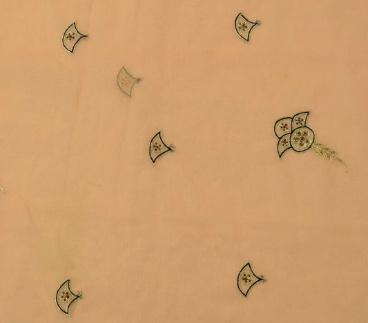 Indian Art Silk Vintage Sari Remnant Scrap Fabric for Sewing Craft Light Peach