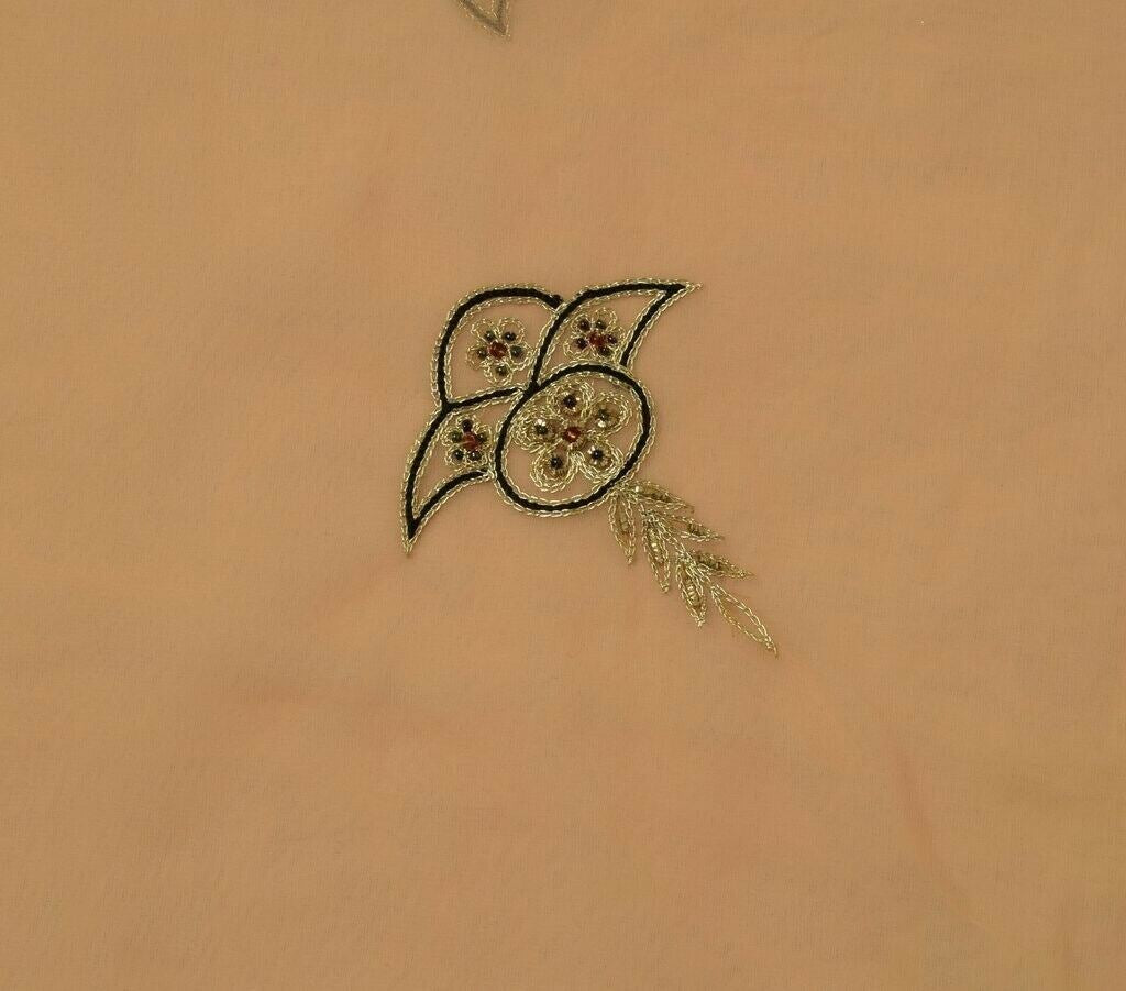 Indian Art Silk Vintage Sari Remnant Scrap Fabric for Sewing Craft Light Peach
