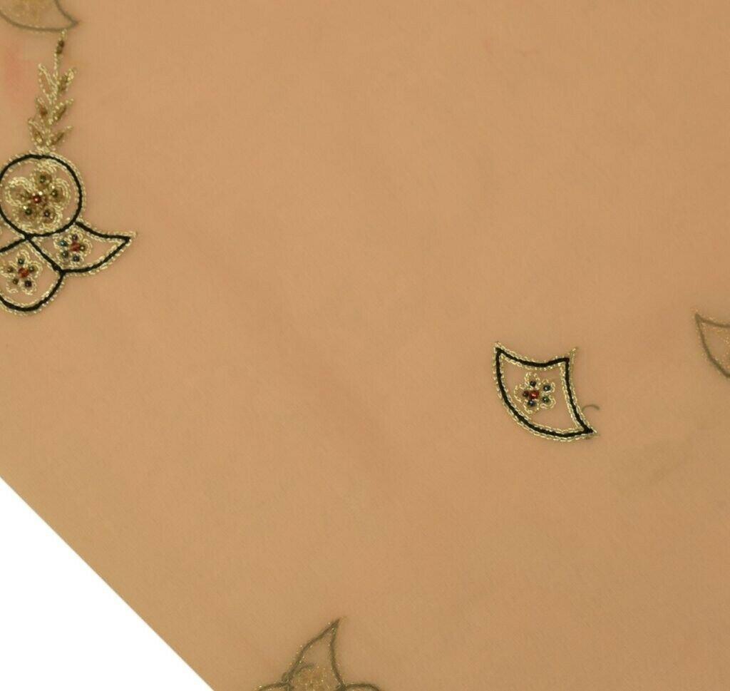 Indian Art Silk Vintage Sari Remnant Scrap Fabric for Sewing Craft Light Peach
