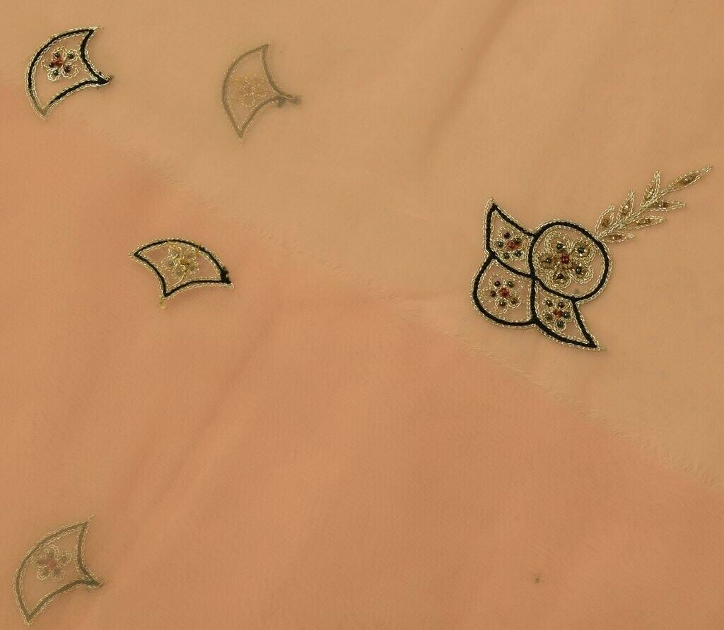 Indian Art Silk Vintage Sari Remnant Scrap Fabric for Sewing Craft Light Peach