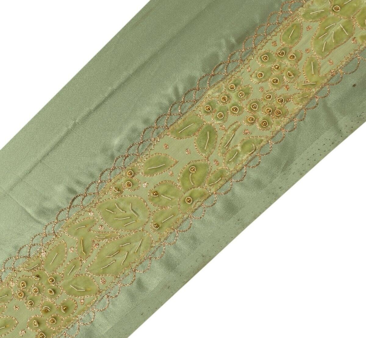 Vintage Sari Border Indian Craft Trim Hand Beaded Embroidered Velvet Ribbon Lace