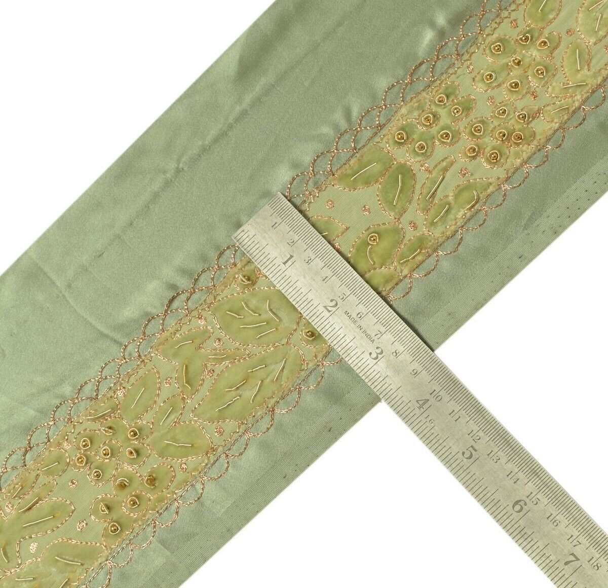 Vintage Sari Border Indian Craft Trim Hand Beaded Embroidered Velvet Ribbon Lace