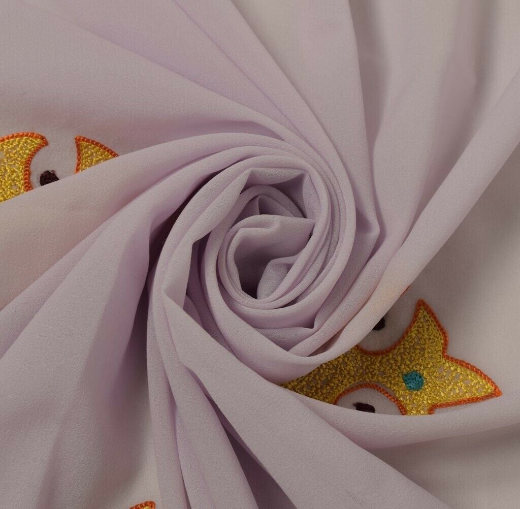 Indian Art Silk Vintage Sari Remnant Scrap Fabric for Sewing Craft Light Purple