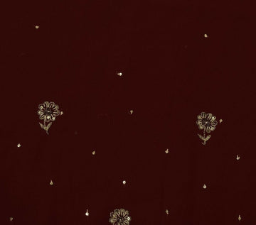 Blend Georgette Vintage Sari Remnant Scrap Fabric for Sewing Craft Maroon
