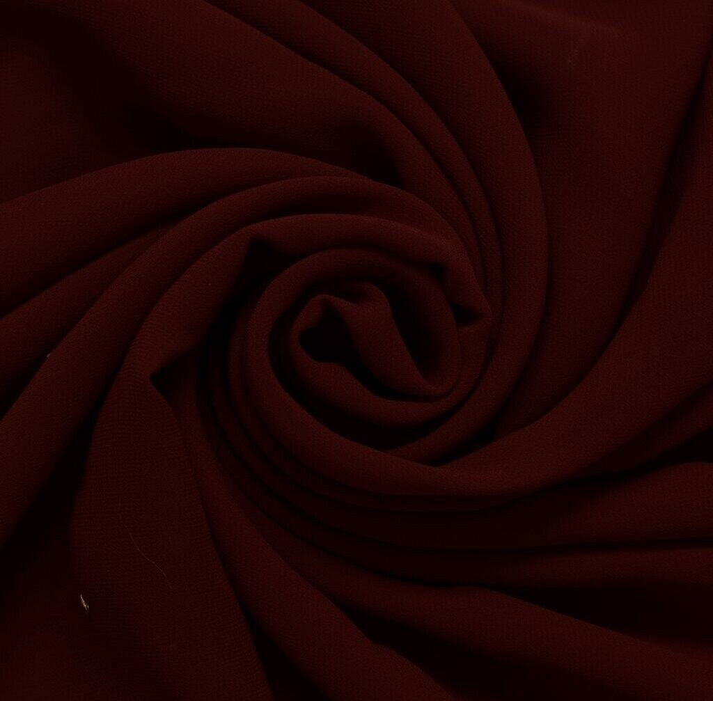 Blend Georgette Vintage Sari Remnant Scrap Fabric for Sewing Craft Maroon
