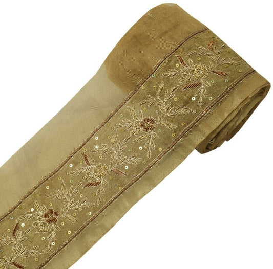 Vintage Sari Border Indian Craft Trim Hand Beaded Zardozi Work Ribbon Lace