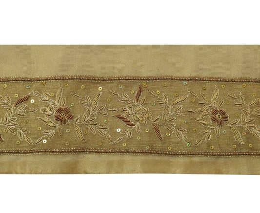 Vintage Sari Border Indian Craft Trim Hand Beaded Zardozi Work Ribbon Lace