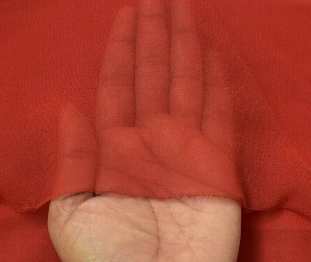 Blend Georgette Silk Vintage Sari Remnant Scrap Fabric for Sewing Craft Red
