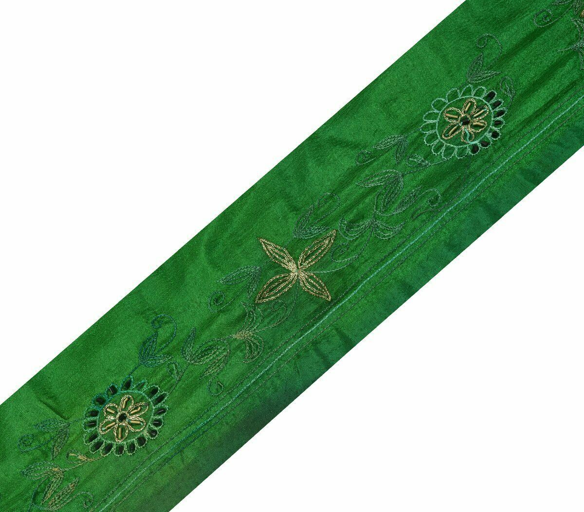Vintage Saree Border Indian Craft Trim Antique Hand Beaded Embroidered Lace