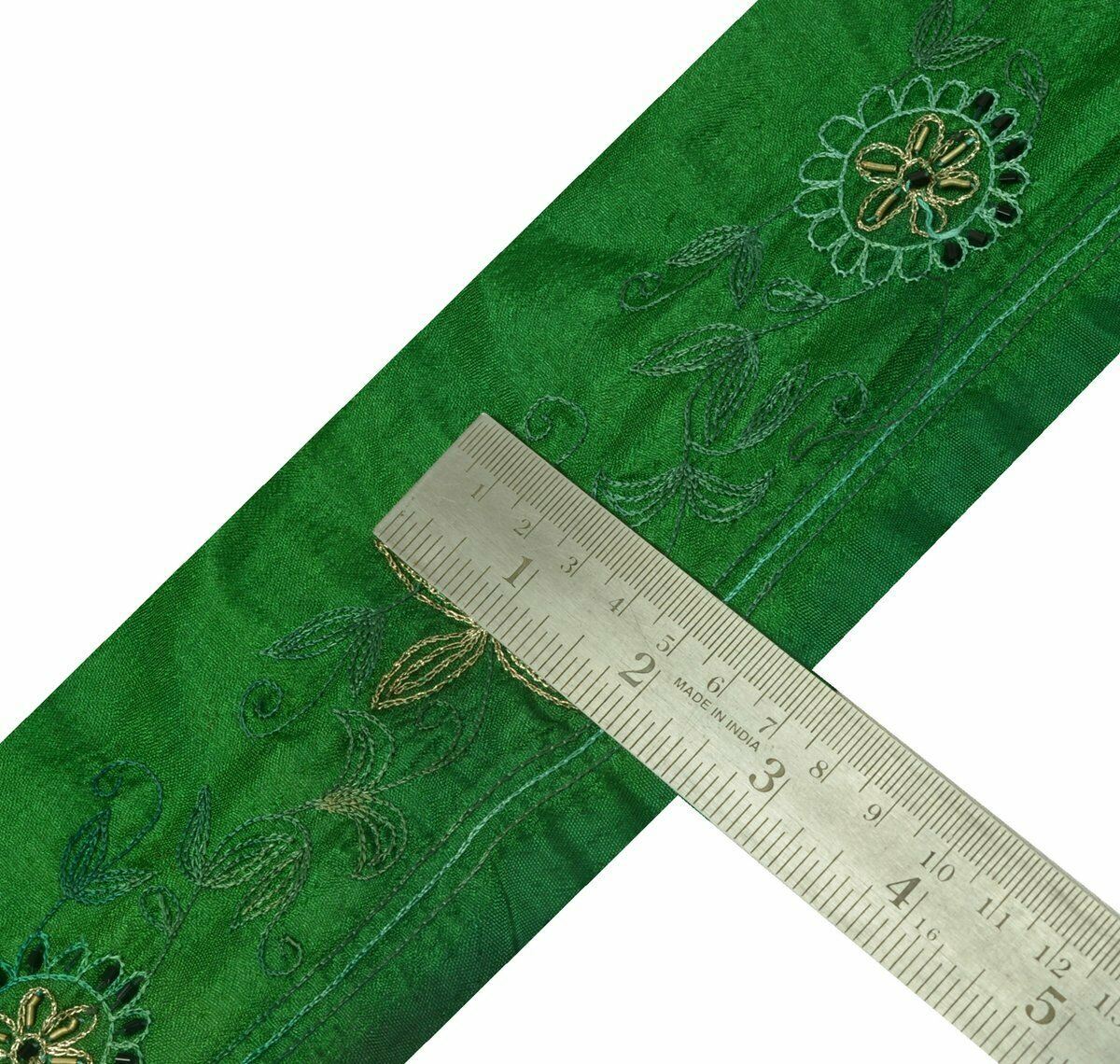 Vintage Saree Border Indian Craft Trim Antique Hand Beaded Embroidered Lace