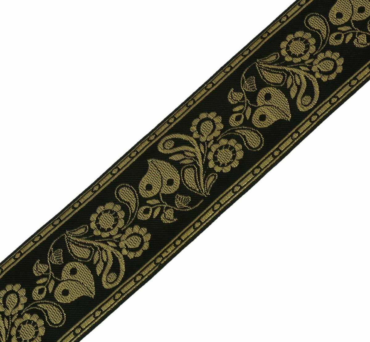 Vintage Saree Border Indian Craft Trim Antique Zari Woven Black Lace Ribbon