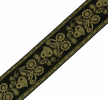 Vintage Saree Border Indian Craft Trim Antique Zari Woven Black Lace Ribbon