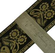 Vintage Saree Border Indian Craft Trim Antique Zari Woven Black Lace Ribbon