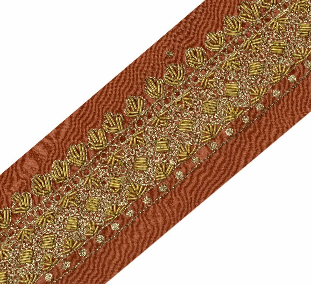 Antique Vintage Saree Border Indian Craft Trim Hand Beaded Zardozi Work Ribbon