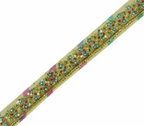 Antique Vintage Saree Border Indian Craft Trim Hand Beaded Stone work Cream Lace