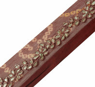 Vtg Saree Border Indian Craft Trim Antique Hand Beaded Gota Patti Ribbon Lace