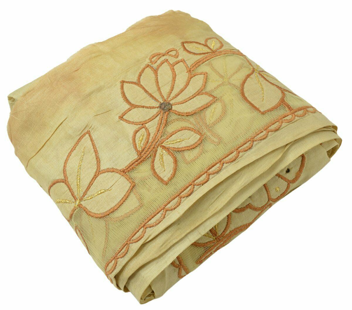 Vintage Saree Border Indian Craft Trim Antique Embroidered Net Patch Ribbon Lace
