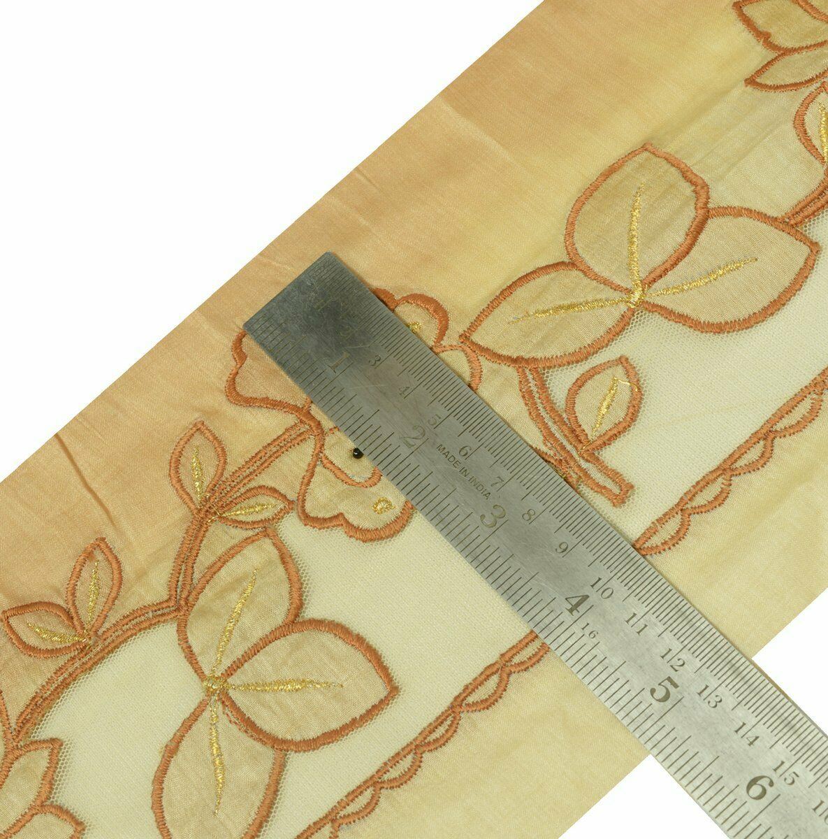 Vintage Saree Border Indian Craft Trim Antique Embroidered Net Patch Ribbon Lace