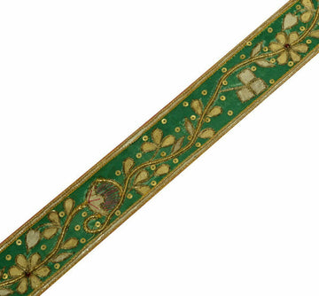 Vintage Saree Border Craft Trim Antique Gota Patti Lace Ribbon Green