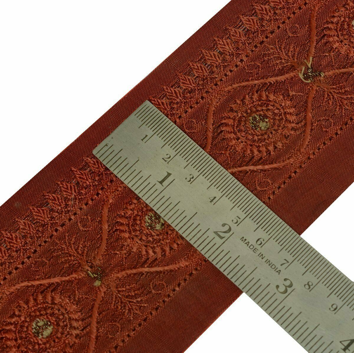 Vintage Saree Border Indian Craft Trim Antique Silk Woven Lace Ribbon