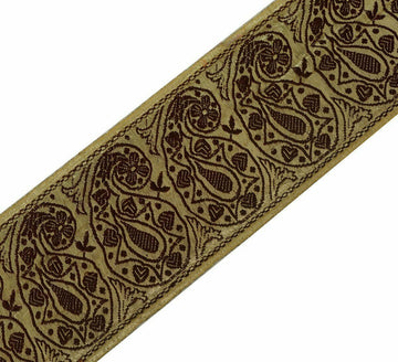 Vintage Saree Border Indian Craft Trim Antique Zari Woven Lace Ribbon Gold